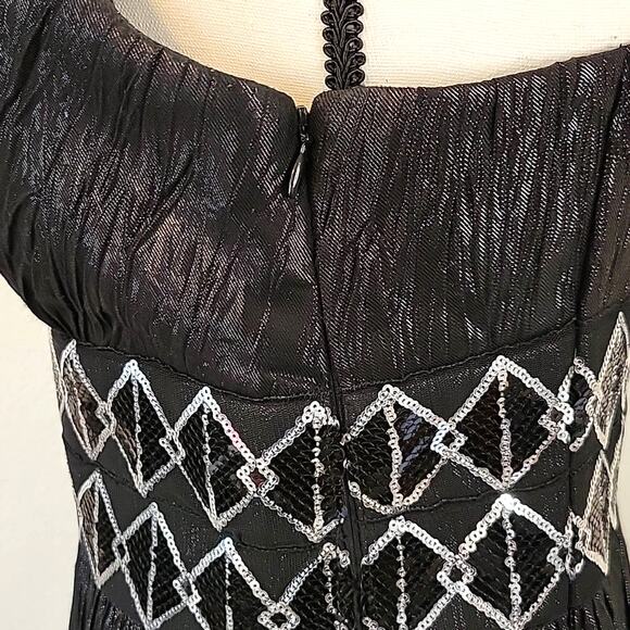 Joseph Ribkoff Y2K Baby Doll Dress Women's 10 Black Silver Sequin Festive Season - Picture 5 of 14